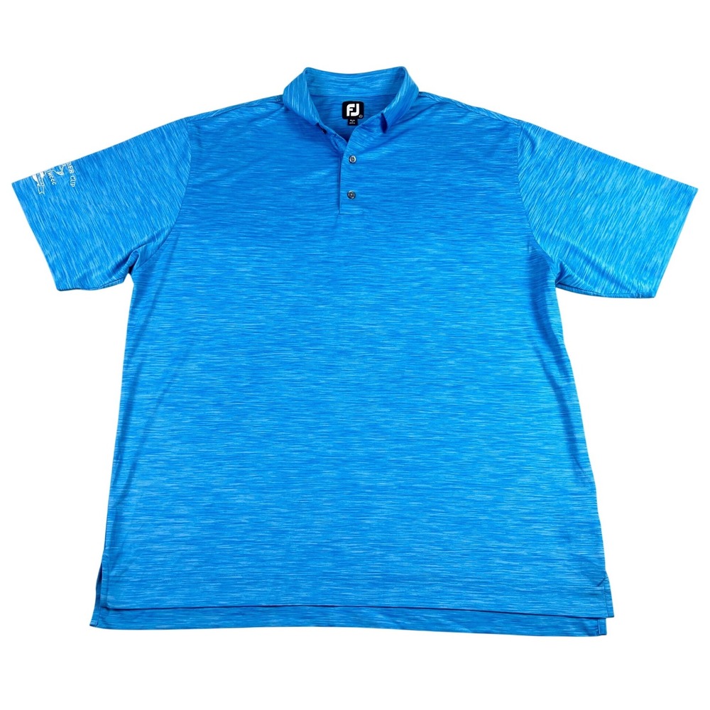 FJ FootJoy Golf Polo Shirt Ryder Cup Mens 2XL XXL Blue Heathered Short Sleeve